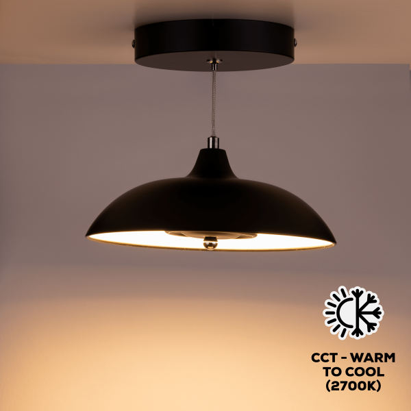 TCP Black Hanging Pendant Ceiling Light, IP20 with Switchable CCT Options - Image 2