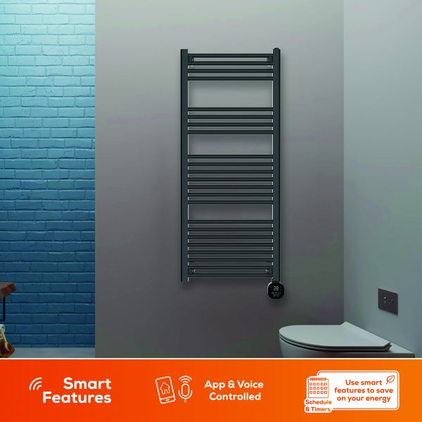 TCP Smart 1000W Electric Towel Warmer Rail Radiator, Wall Mounted, 1340x500mm - Image 3