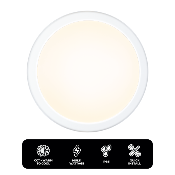 TCP IP65 Standard Bulkhead Light, Adjustable Wattage and CCT Switchable - Image 7