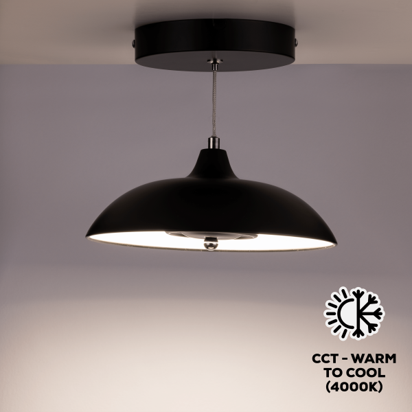 TCP Black Hanging Pendant Ceiling Light, IP20 with Switchable CCT Options - Image 3