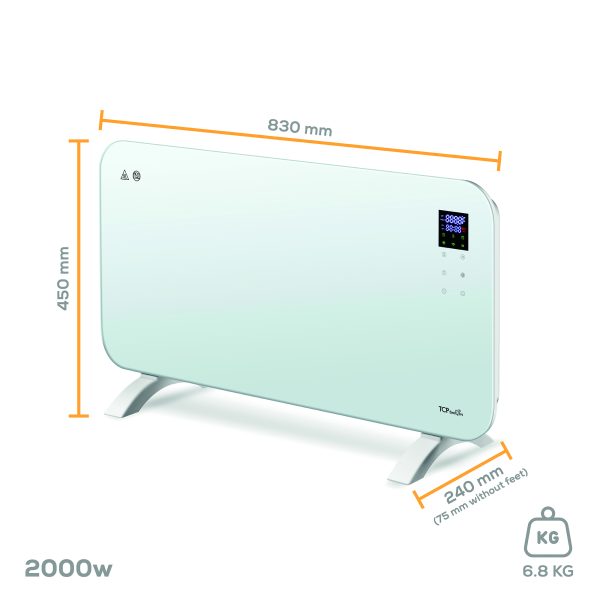 TCP Smart WiFi Glass Panel Heater 2000W, Alexa Compatible, Open Window Detector, Wall Mounted & Freestanding White Heater - Image 8