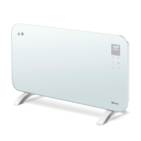 TCP Smart WiFi Glass Panel Heater 2000W, Alexa Compatible, Open Window Detector, Wall Mounted & Freestanding White Heater - Image 2