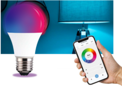 A TCP CCT screw with a smart bulb RGB colour changer