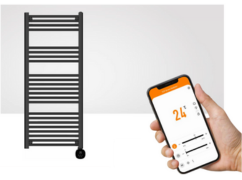 A 1000w smart TCP black towel radiator