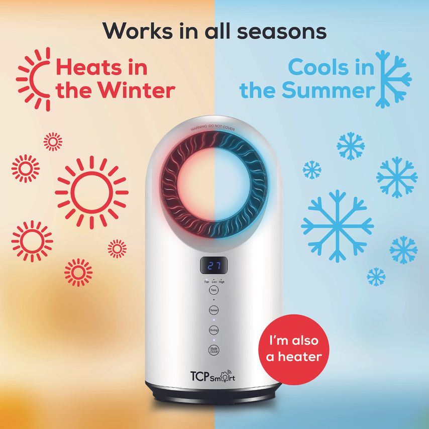 TCP Bladeless Smart Oscillating Heater & Fan 1500W White (DAMAGED BOX) - Image 3