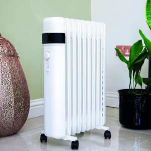 TCP Smart WiFi White Portable Free-Standing 9 Fin Oil Radiator 2000W with Temperature Control, Ideal for Home and Office Comfort