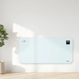 TCP Smart WiFi Glass Panel Heater 2000W, Alexa Compatible, Open Window Detector, Wall Mounted & Freestanding White Heater