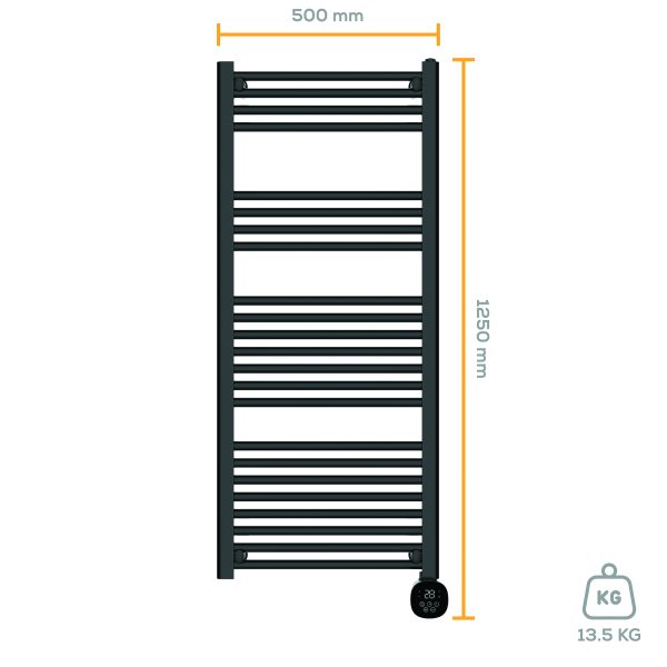 TCP Smart 1000W Electric Towel Warmer Rail Radiator, Wall Mounted, 1340x500mm - Image 6