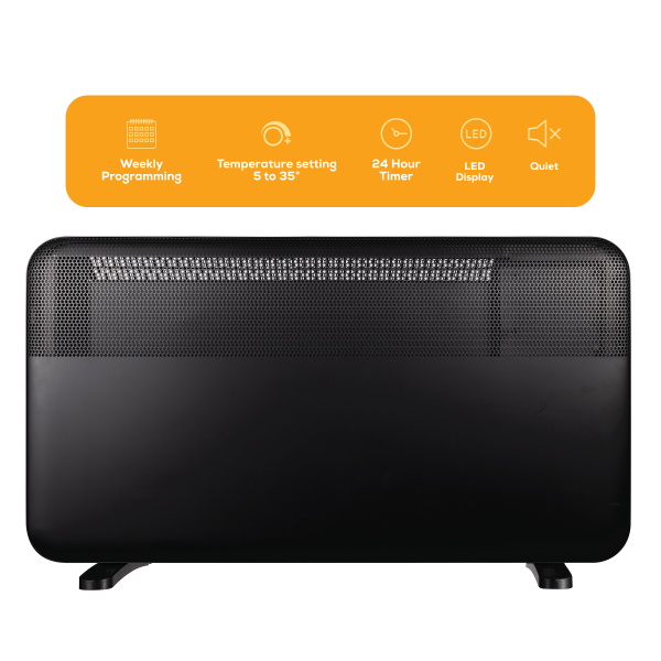 TCP 2000W Black Electric Panel Heater, Fast Heat, Wall Mounted and Free Standing - Image 4