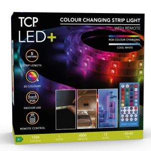 TCP LED+ Colour RGBW Strip Light 5m with Remote