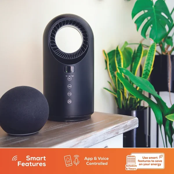 TCP Smart Wifi Portable Bladeless Ceramic Heater & Cooling Fan 1.5kw Black - Image 6