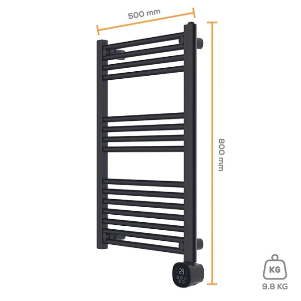 TCP Smart WiFi Fixed Pre-Filled Towel Radiator 500w Black - Image 4