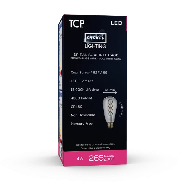 TCP LED Smoked Decorative Spiral Filament Squirrel Cage Light Bulb ES - Image 6