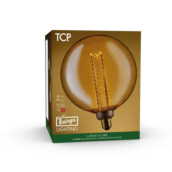 TCP LED Vintage Decorative Amber Large Globe Light Bulb ES - Image 5