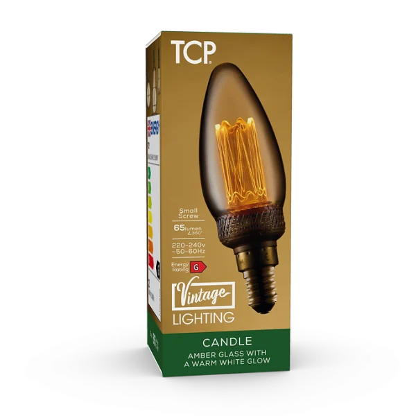 TCP LED Vintage Decorative Amber Candle SES Classic Pattern Light Bulb - Image 4