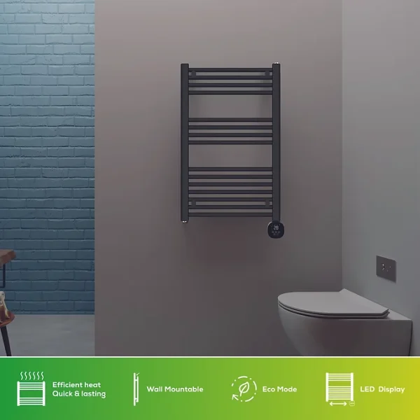 TCP Smart WiFi Fixed Pre-Filled Towel Radiator 500w Black - Image 3