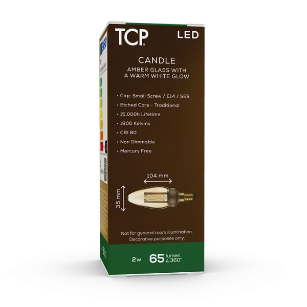 TCP LED Vintage Decorative Amber Candle SES Classic Pattern Light Bulb - Image 3