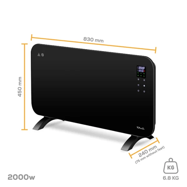 TCP Smart WiFi Glass Panel Heater 2000W, Alexa Compatible, Open Window Detector, Wall Mounted & Freestanding White Black - Image 4