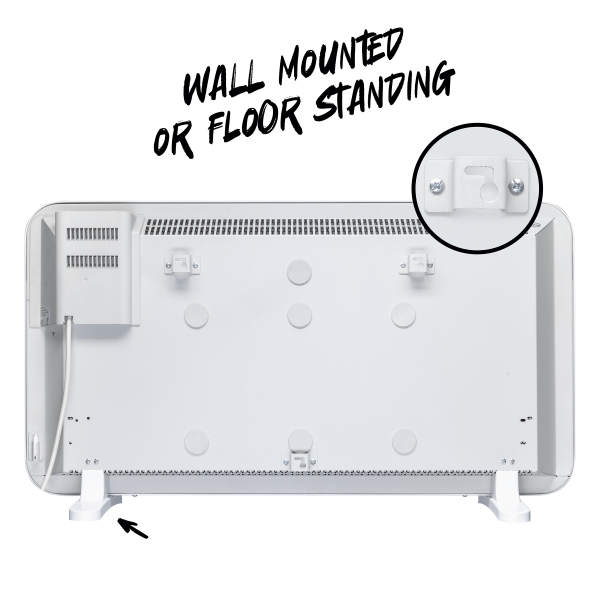 TCP 2000W White Electric Panel Heater, Fast Heat, Wall Mounted and Free Standing - Image 7