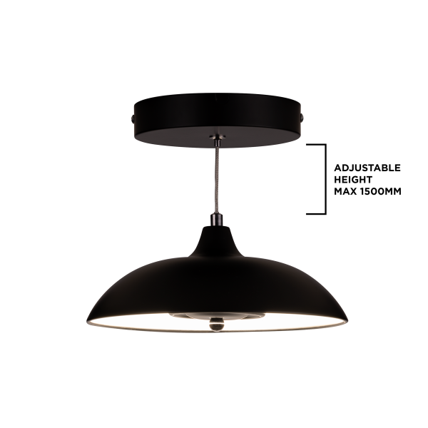 TCP Black Hanging Pendant Ceiling Light, IP20 with Switchable CCT Options - Image 6