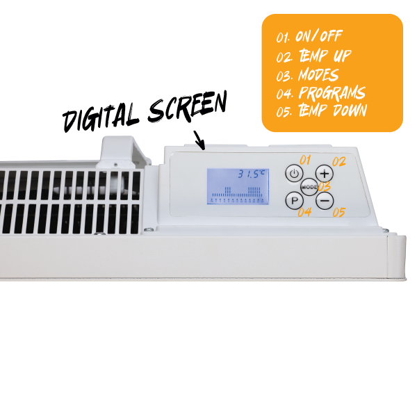 TCP 2000W Wall Mounted Aluminium Electric Panel Heater White, Sleek Design and Paint Friendly Surface - Image 4