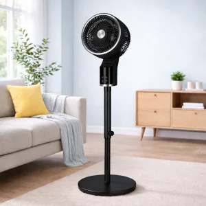 TCP Black Pedestal Fan, Quiet, Powerful Cooling with 3D Oscillation, Remote Control & Adjustable Height for Home or Office Use