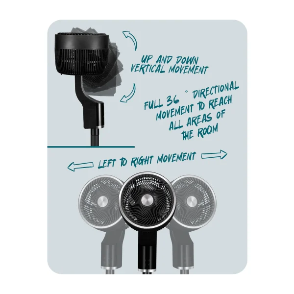 TCP Black Pedestal Fan, Quiet, Powerful Cooling with 3D Oscillation, Remote Control & Adjustable Height for Home or Office Use - Image 4