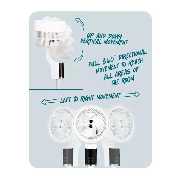 TCP White Pedestal Fan, Quiet, Powerful Cooling with 3D Oscillation, Remote Control & Adjustable Height for Home or Office Use - Image 5