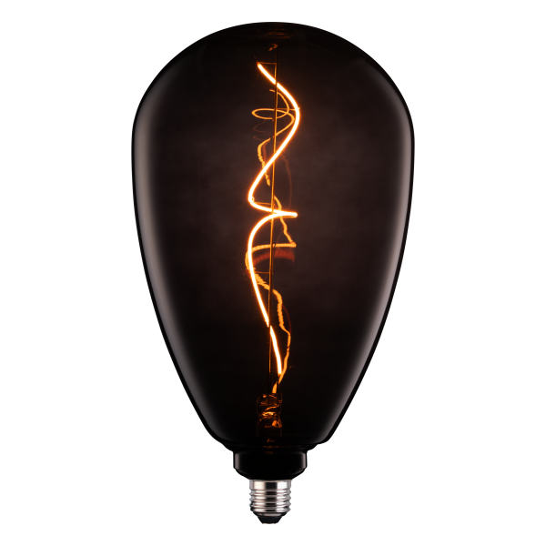 A TCP black twist decorative bulb, warm white glow