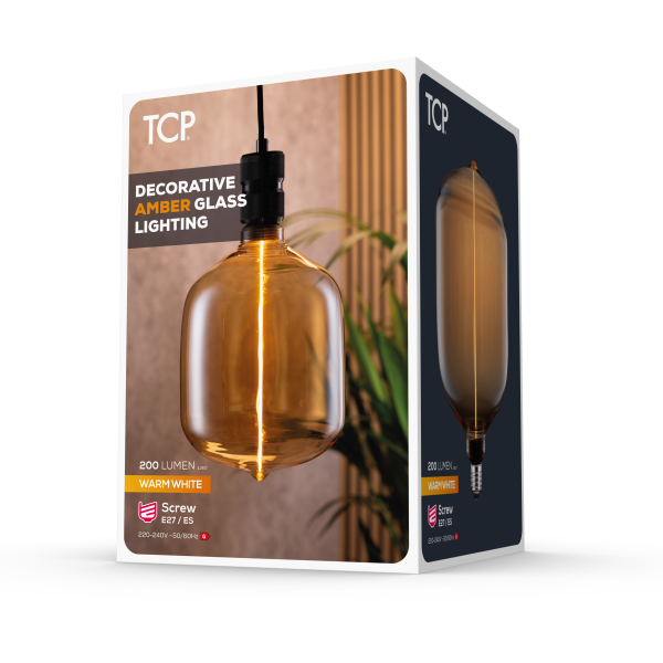A pack of TCP decorative amber glass ligting