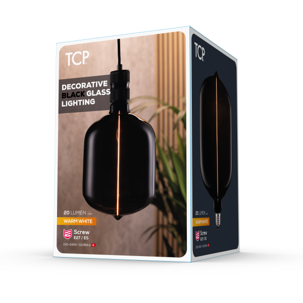 A pack of a TCP decorative black glass lighting