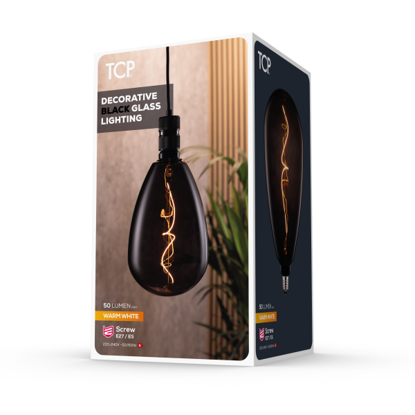 The pack of a TCP decorative black twist bulb