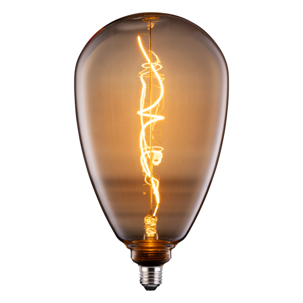 A TCP amber twist decorative bulb, a warm white glow