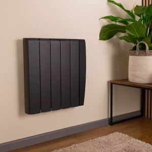 TCP Smart 700W Black Ceramic Panel Electric Radiator, Long-Lasting Heat Retention for Living Rooms, Bedrooms & Home Offices