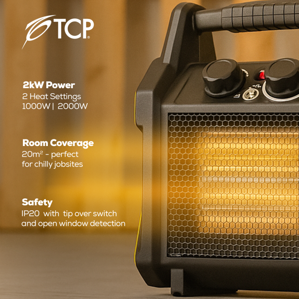 TCP 2kW Tough and Compact Industrial Design Portable Heater - Image 3