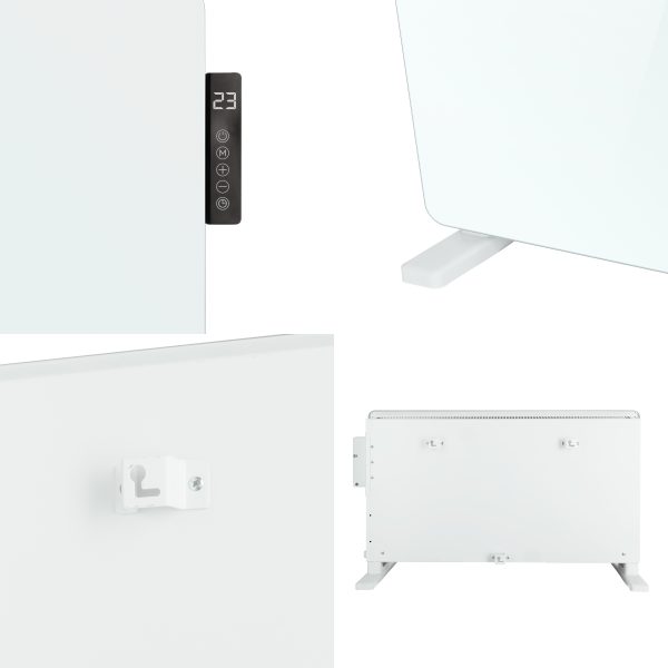 TCP White 2000W Glass Heater With Side Control Panel - Image 6