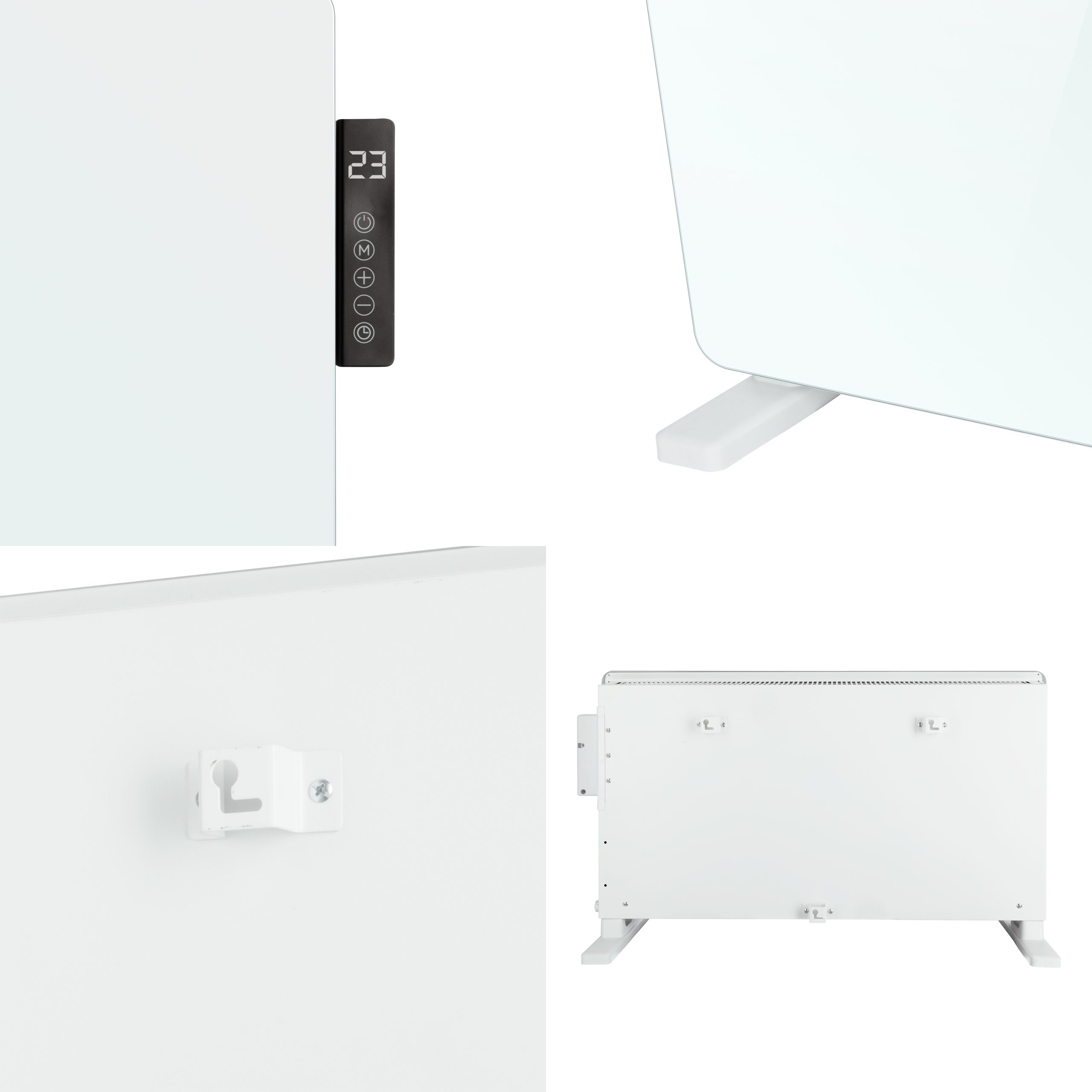 TCP White 2000W Glass Heater With Side Control Panel - Image 6