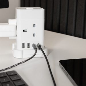 TCP 4 AC Socket Tower Cube Extension Lead with 2 USB-A ports, and 2 USB-C ports