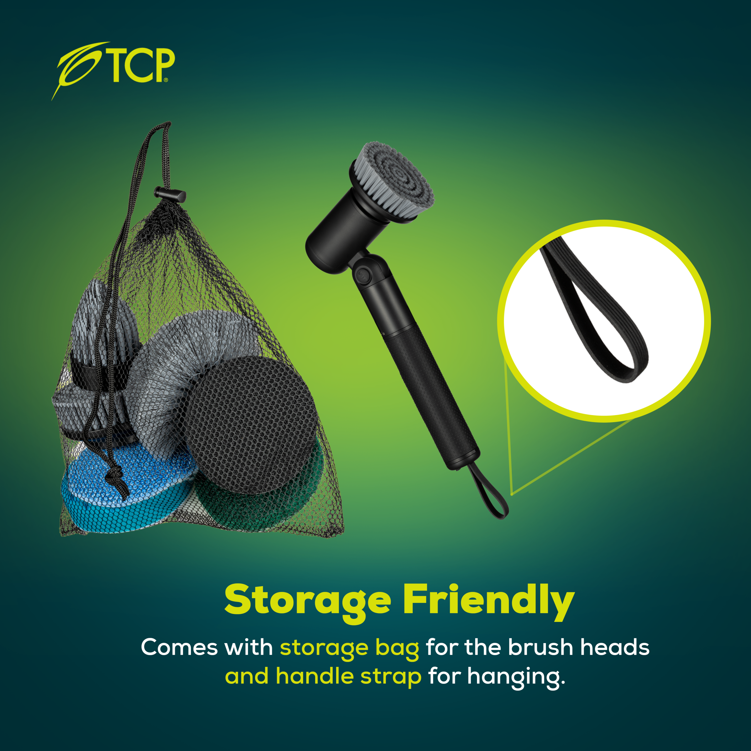 TCP Cordless Cleaning Brush Kit with Extendable Handle for Tough Jobs - Image 5