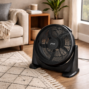 TCP 80W Black 20Inch Large Floor Fan with Remote Control, for Home, Office Use or Garage Use.