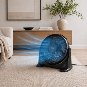 TCP 80W Black 20Inch Large Floor Fan with Remote Control, for Home, Office Use or Garage Use.