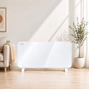 TCP Smart 2500W Glass Panel Heater Moonlit White with Energy Monitoring