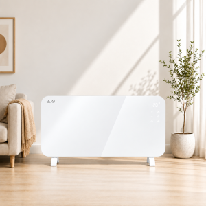 TCP Smart 2000W Glass Panel Heater Moonlit White with Energy Monitoring