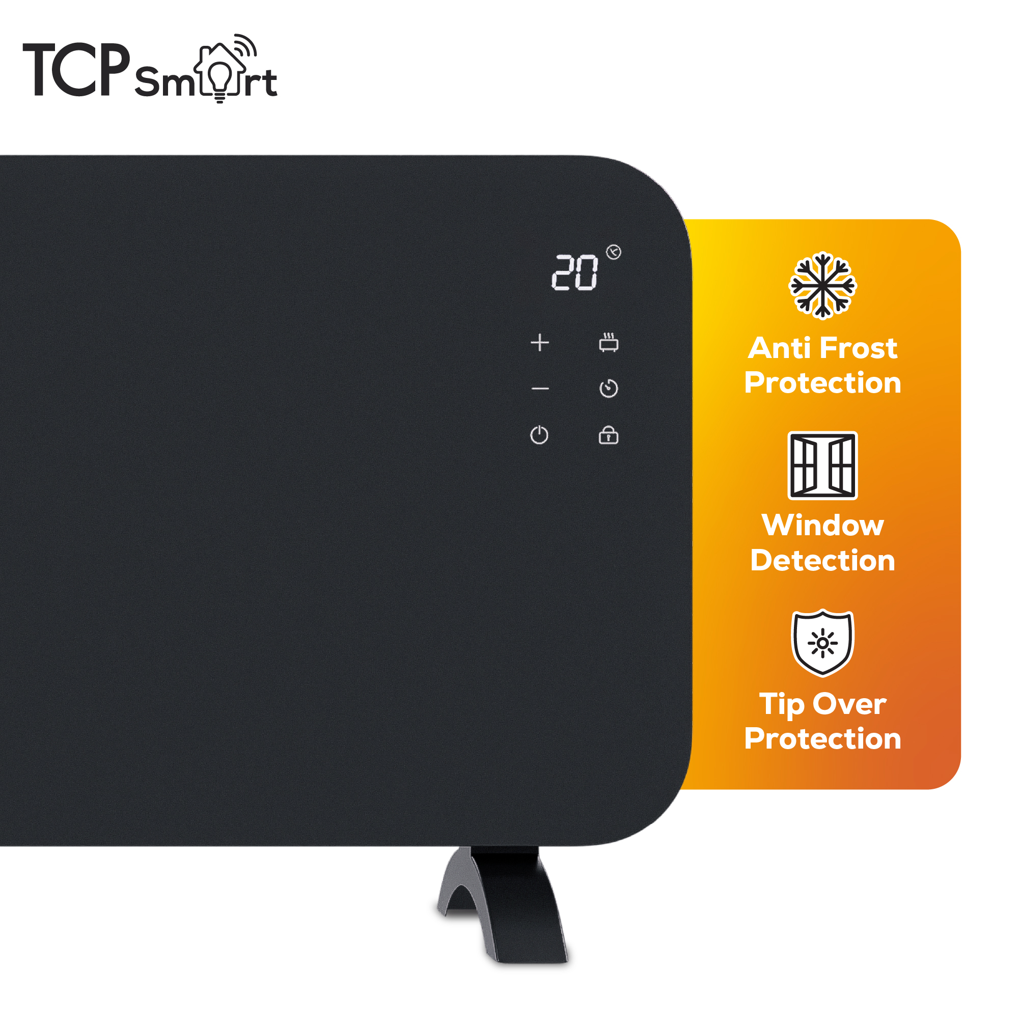 TCP Smart 2000W Glass Panel Heater Charcoal Grey with Energy Monitoring - Image 9