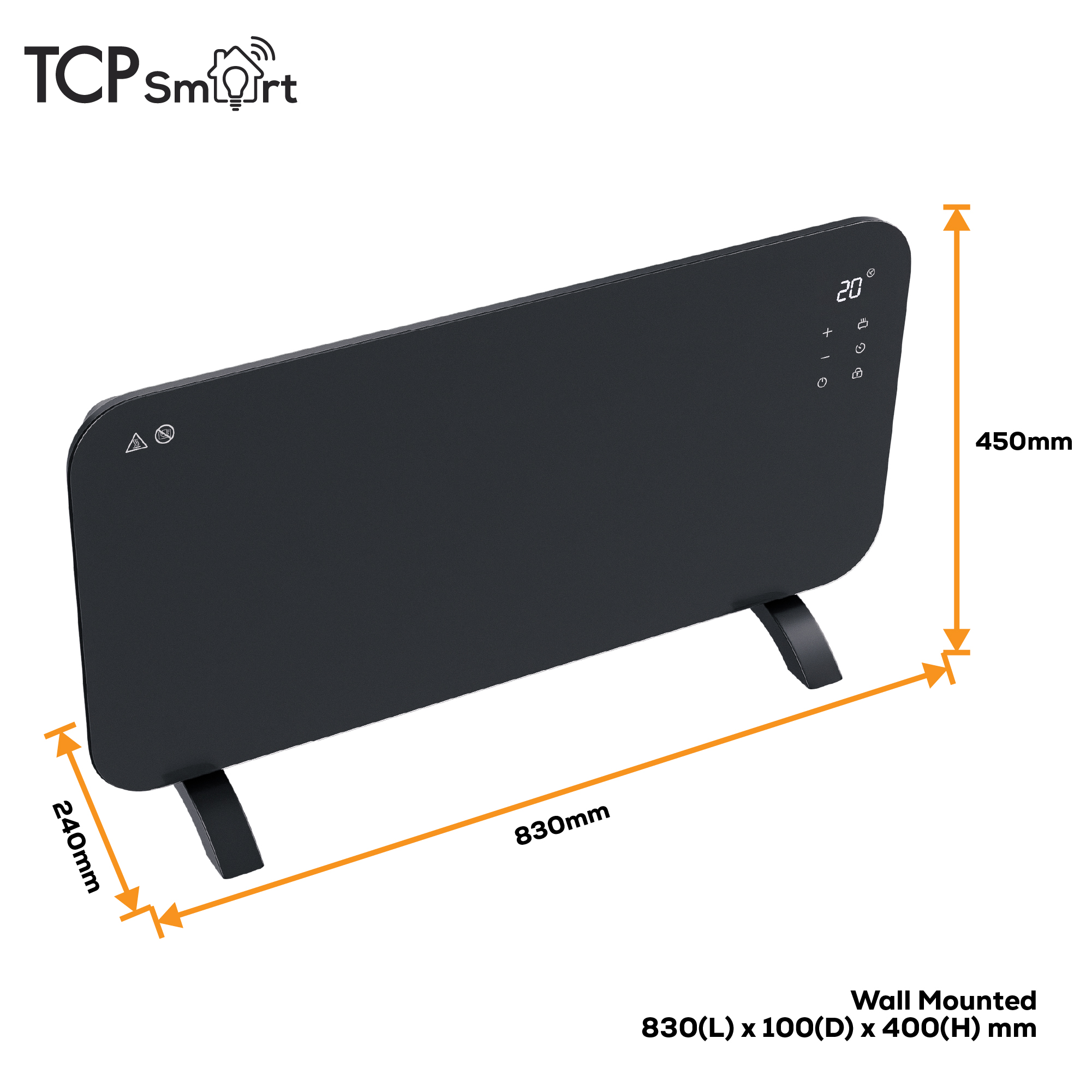 TCP Smart 2000W Glass Panel Heater Charcoal Grey with Energy Monitoring - Image 12
