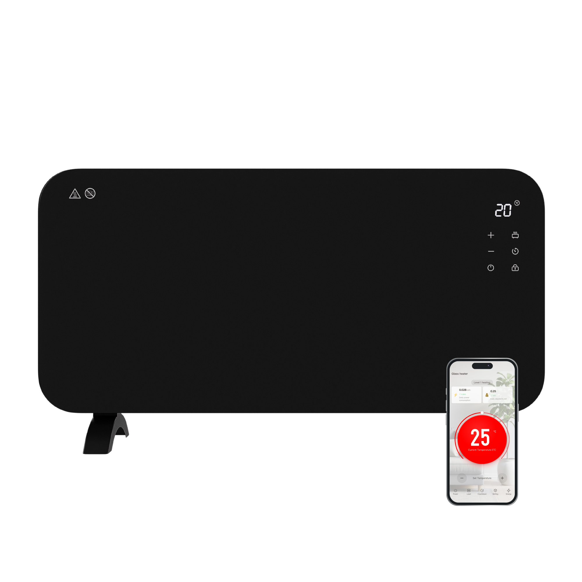TCP Smart 2000W Glass Panel Heater Midnight Black with Energy Monitoring - Image 2