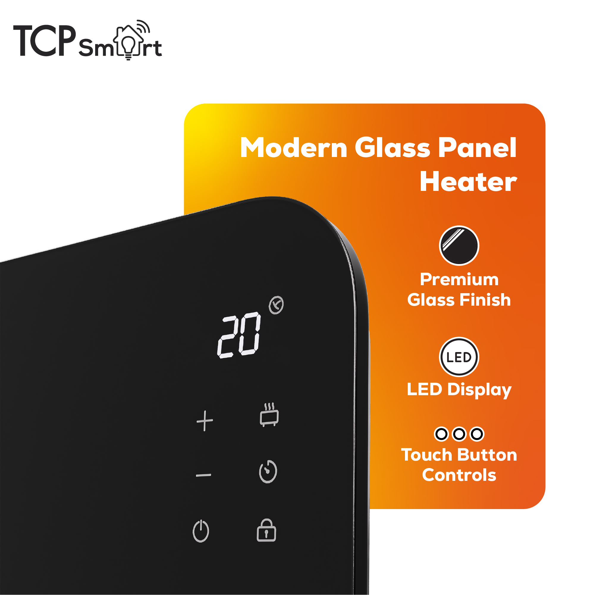 TCP Smart 2000W Glass Panel Heater Midnight Black with Energy Monitoring - Image 4