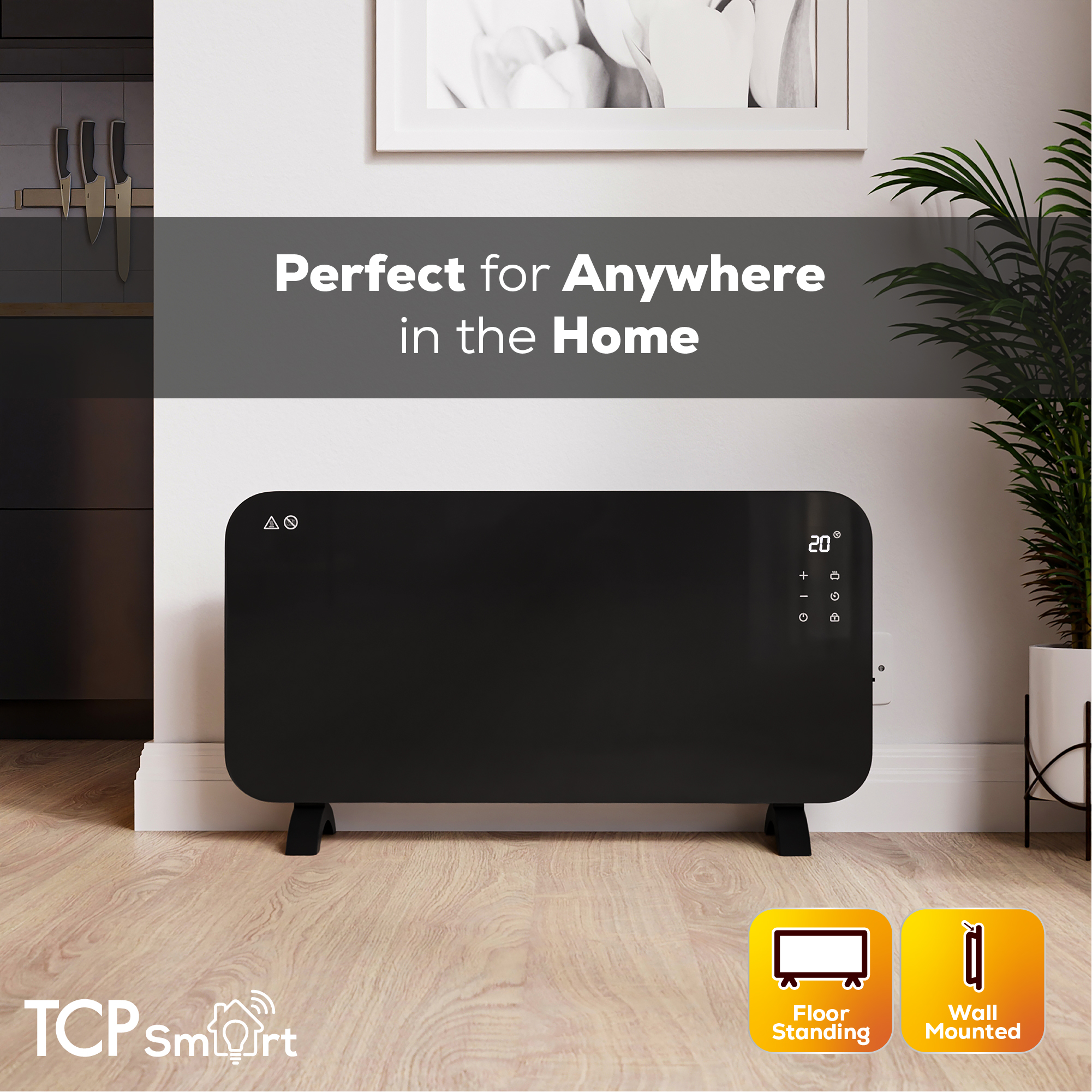 TCP Smart 2000W Glass Panel Heater Midnight Black with Energy Monitoring - Image 6