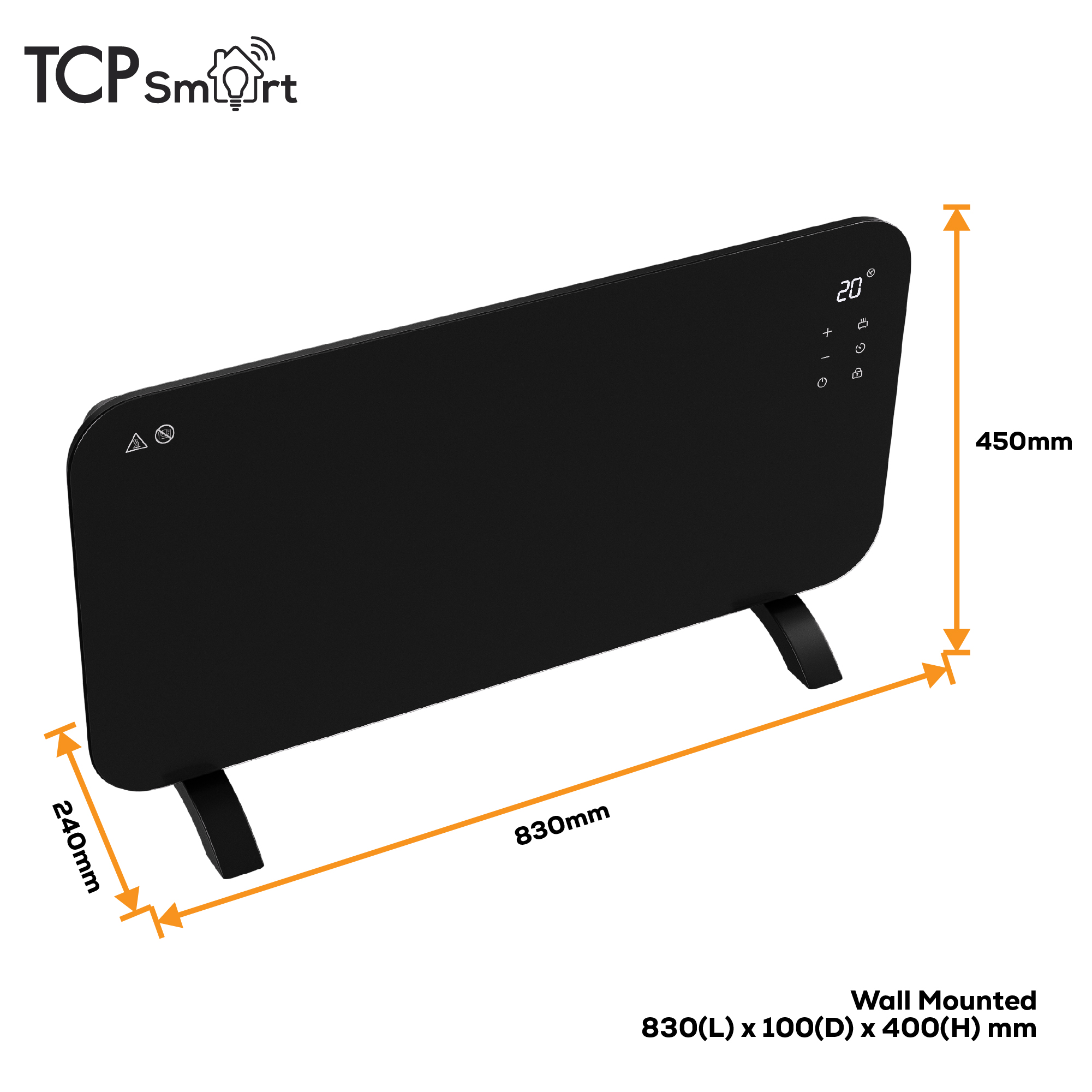 TCP Smart 2000W Glass Panel Heater Midnight Black with Energy Monitoring - Image 12